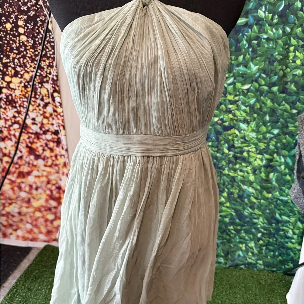 J. Crew Strapless Pleated Light Sage Dress